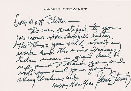 Lot #1234 James Stewart: “Thank you for your kind words about ‘It’s a Wonderful Life’” - Image 1