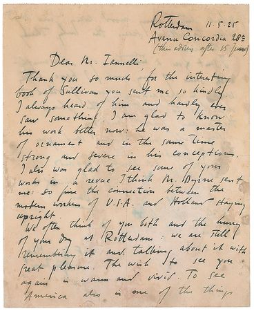 Lot #582 Jacobus Oud Handwritten Letter Signed - Image 1