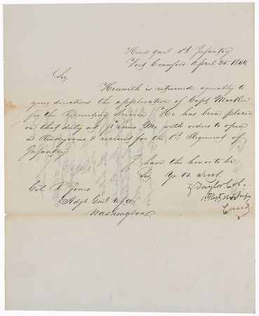 Lot #20 Zachary Taylor: Taylor transfers an
