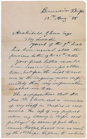 Lot #202 Jefferson Davis: The Confederate president laments the “loss of my papers when my library in Misi. was pillaged by some of Gen’l Sherman’s troops” - Image 1