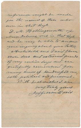 Lot #202 Jefferson Davis: The Confederate president laments the “loss of my papers when my library in Misi. was pillaged by some of Gen’l Sherman’s troops” - Image 2