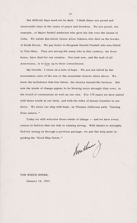Lot #8 John F. Kennedy 1963 Signed State of the Union Typed Manuscript  - Image 2
