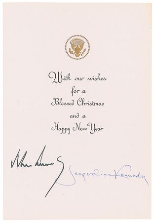Lot #13 John and Jacqueline Kennedy 1963 Signed Christmas Card - Image 1