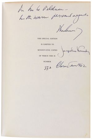 Lot #9 John and Jacqueline Kennedy 1962 Signed Book - Image 1