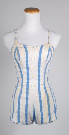 Lot #39 Jacqueline Kennedy’s Blue and White Striped Bathing Suit - Image 1