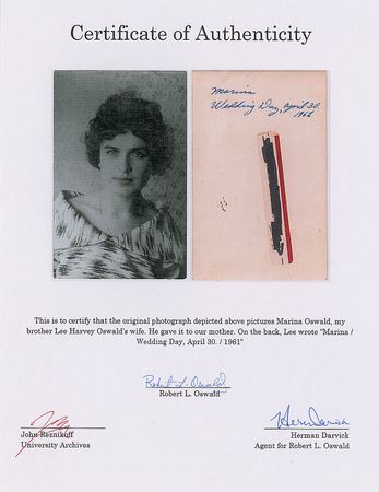 Lot #162 Marina Oswald 1961 Wedding Photograph Annotated by Lee - Image 3