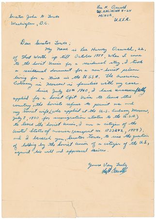 Lot #170 Lee Harvey Oswald 1961 Autograph Letter Signed to Senator Tower - Image 1