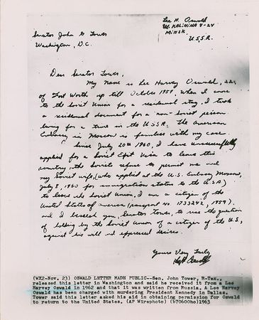 Lot #170 Lee Harvey Oswald 1961 Autograph Letter Signed to Senator Tower - Image 6
