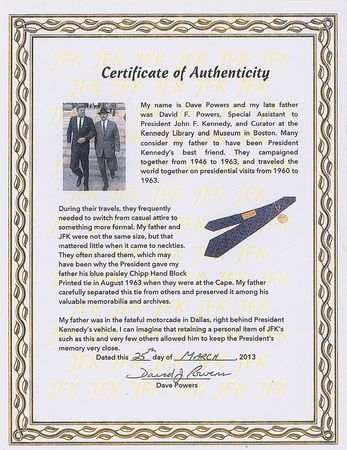 Lot #20 John F. Kennedy?s Paisley Necktie - Image 3