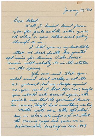 Lot #169 Lee Harvey Oswald 1962 Autograph Letter Signed - Image 1