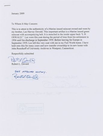 Lot #180 Lee Harvey Oswald?s US Marine Corps Raincoat - Image 5