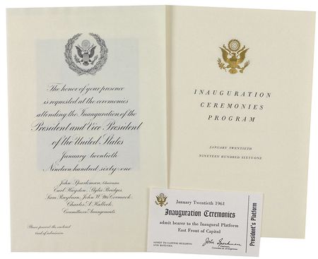 Lot #53 John F. Kennedy Presidential Inauguration Ticket and Invitation Issued to Eleanor Roosevelt - Image 1