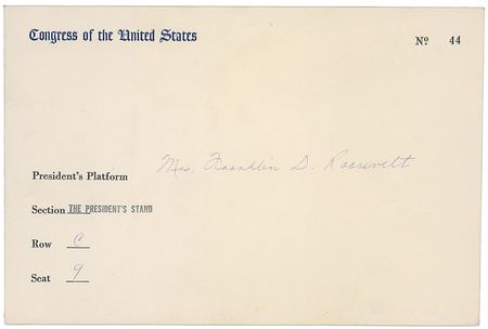 Lot #53 John F. Kennedy Presidential Inauguration Ticket and Invitation Issued to Eleanor Roosevelt - Image 2