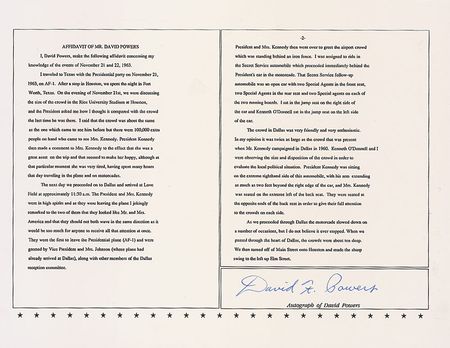 Lot #196 David Powers’s Eyewitness Typescript Signed - Image 1