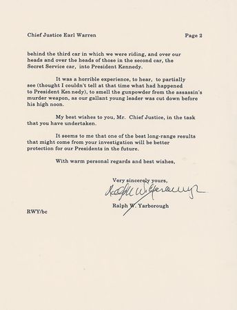 Lot #193 Ralph Yarborough?s Signed Eyewitness Typescript - Image 2