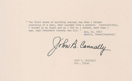 Lot #192 Mr. and Mrs. John Connally?s Signed Eyewitness Typescripts - Image 1
