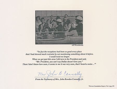 Lot #192 Mr. and Mrs. John Connally?s Signed Eyewitness Typescripts - Image 2