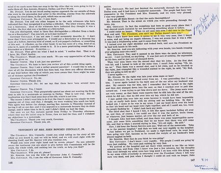 Lot #192 Mr. and Mrs. John Connally?s Signed Eyewitness Typescripts - Image 3