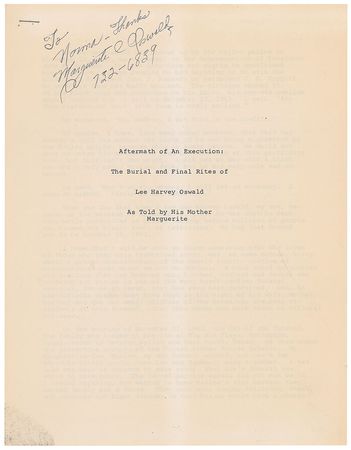 Lot #308 Marguerite Oswald Signed Typescript - Image 1
