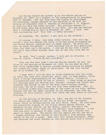 Lot #308 Marguerite Oswald Signed Typescript - Image 2
