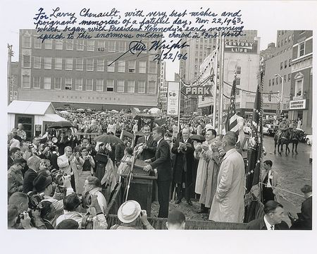 Lot #139 Texas Congressman Jim Wright Signed Photo of Kennedy?s Final Speech - Image 1