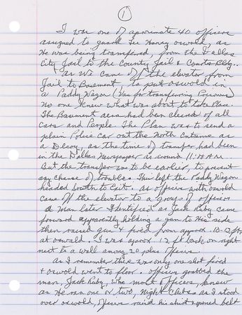Lot #220 Dallas Police Officer James Watson’s Handwritten Account - Image 1