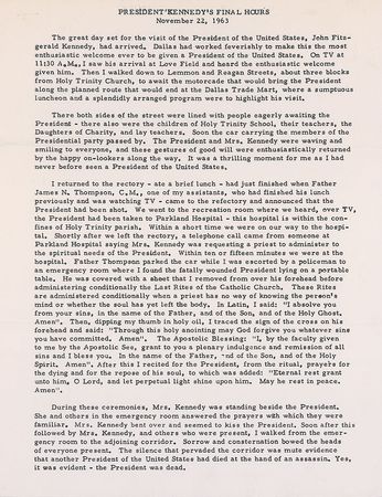 Lot #231 Priest Oscar Huber Firsthand Account Signed Typescript - Image 1