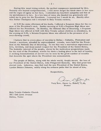 Lot #231 Priest Oscar Huber Firsthand Account Signed Typescript - Image 2