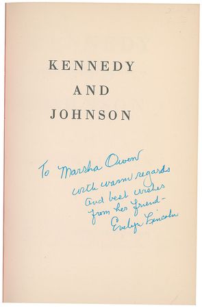 Lot #293 Evelyn Lincoln Signed Book: Kennedy and Johnson - Image 2