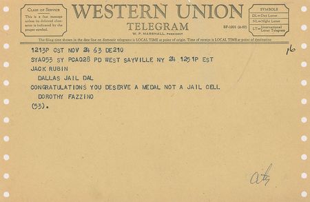 Lot #255 Jack Ruby Congratulations Telegram - Image 2