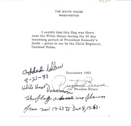 Lot #265 Official Mourning Flag Flown Above the White House on November 22nd - Image 10