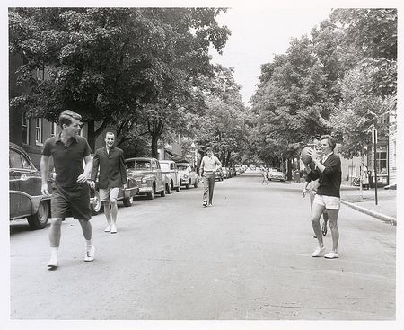 Lot #97 John F. Kennedy and Family Photograph Playing Football in the Street - Image 1