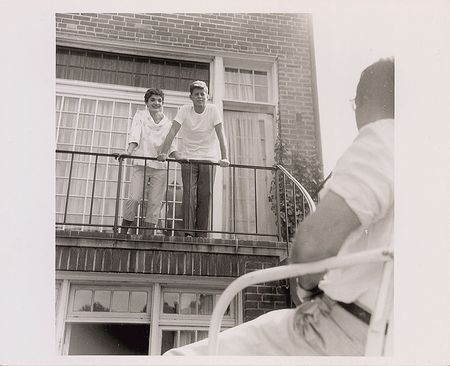 Lot #91 John and Jacqueline  Kennedy Photograph Talking from Their Balcony - Image 1