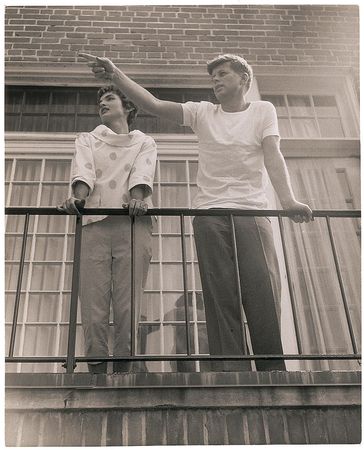 Lot #90 John and Jacqueline Kennedy Photograph Looking Down from Their Balcony - Image 1