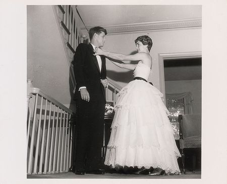 Lot #87 John and Jacqueline Kennedy Photograph Preparing for a Formal Event - Image 1