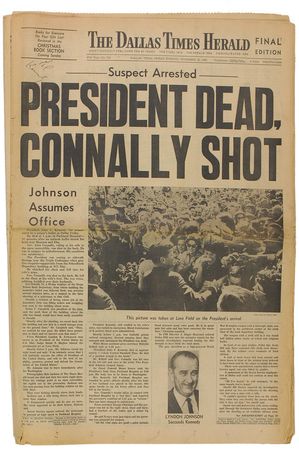 Lot #290 Ted Kennedy Signed Newspaper - Image 1