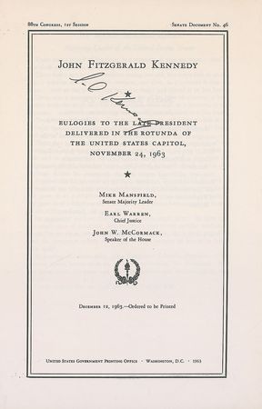 Lot #270 Ted Kennedy Signed Eulogy and Mourning Card - Image 1