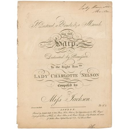 Lot #466 Lady Emma Hamilton: Harp music from Lady Hamilton?s personal collection at Merton Place - Image 1