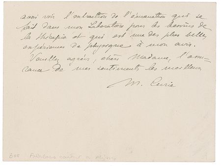 Lot #427 Marie Curie: Curie marvels at a luminous byproduct of her radiology research: “The extraction of the emanation [of radium]…constitutes in my opinion one of the most beautiful experiments in physics” - Image 2