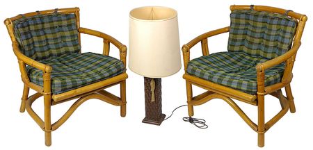 Lot #74 John F. Kennedy’s Honey Fitz Chairs and Lamp: Remarkable personal effects from Camelot at sea: extraordinary lamp and chairs from on board the Honey Fitz, home to some of the first family’s happiest moments - Image 1
