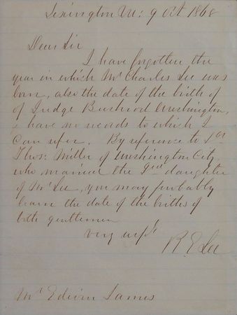 Lot #658 Robert E. Lee:  “I have forgotten the year in which Mr. Charles Lee was born, also the date of the birth of Judge Bushrod Washington” - Image 3
