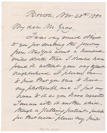 Lot #930 Oliver Wendell Holmes, Sr: ?I am very glad you liked the poem of mine in the last Atlantic? - Image 1