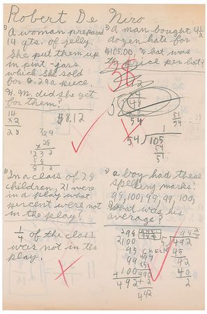 Lot #1258 Robert DeNiro: The future Oscar winner fails his math homework - Image 1