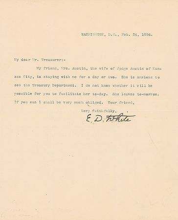 Lot #420 Supreme Court: Edward Douglass White - Image 1