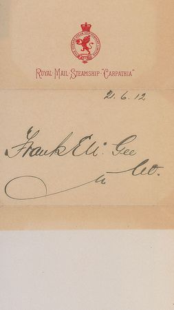 Lot #537 Titanic: Frank E. McGee: Carpathia?s surgeon who tended to Titanic?s survivors - Image 1