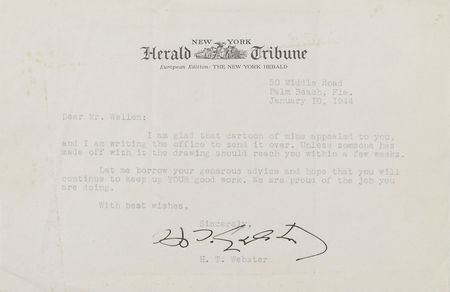 Lot #994 H. T. Webster Original Comic Art and Typed Letter Signed - Image 2
