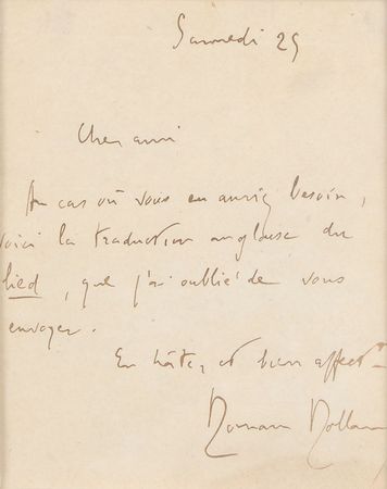 Lot #875 Romain Rolland Handwritten Letter Signed - Image 2