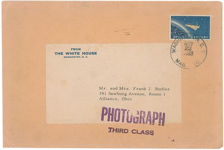 Lot #148 White House Envelope Postmarked Nov 22nd: Postmarked November 22, 1963 - Image 1