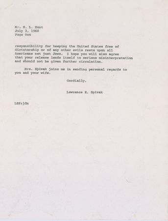 Lot #228 Conspiracy: H. L. Hunt: Texas Oil Tycoon complains of being “accused of being responsible for the assassination of President John F. Kennedy” - Image 3