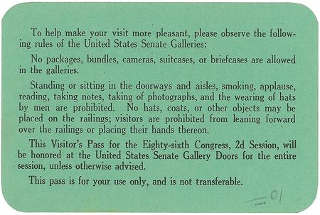 Lot #117 Ralph Yarborough Senate Pass - Image 2